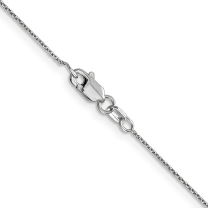 14K White Gold 14" .8mm Diamond-cut Round Open Link Cable Chain Necklace