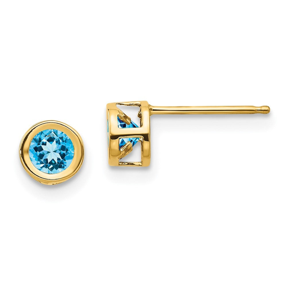 14k Yellow Gold Blue topaz Earrings - December