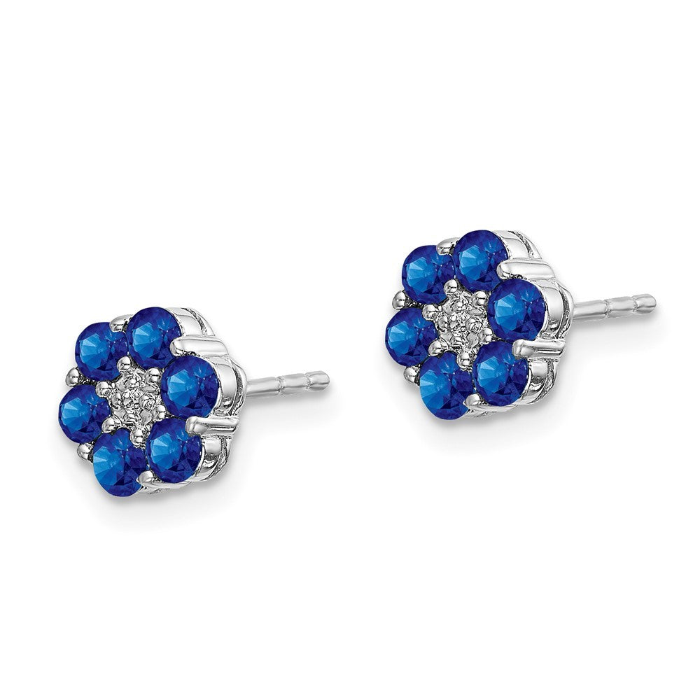 14k White Gold Polished Sapphire and Diamond Earrings
