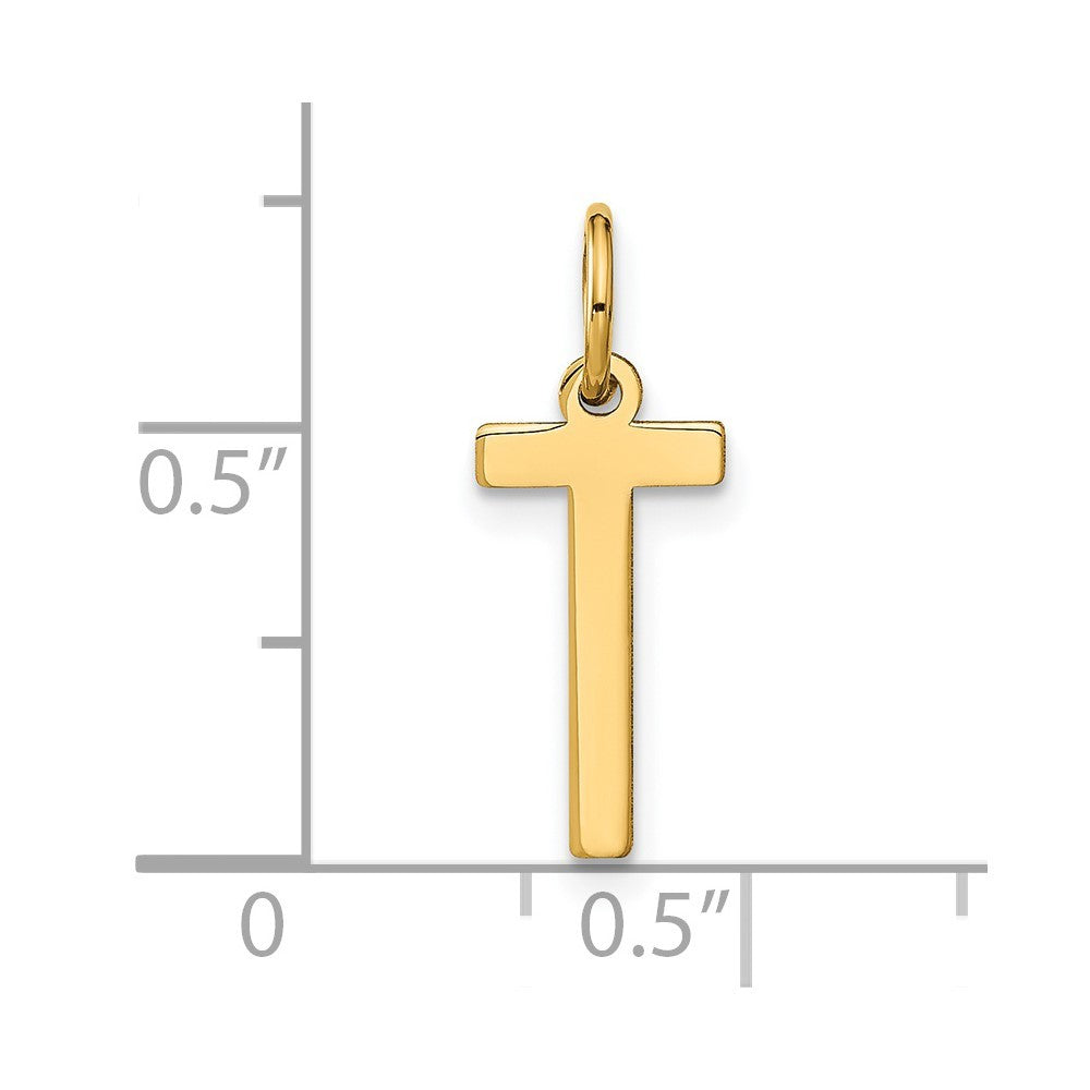 14k Yellow Gold Letter T Initial Pendant