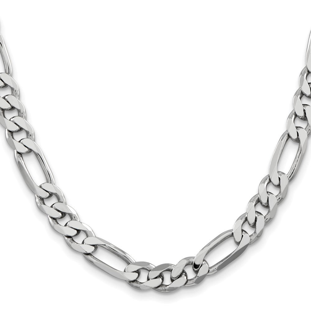 Sterling Silver Rhodium-plated 7.75mm Figaro Chain Necklace