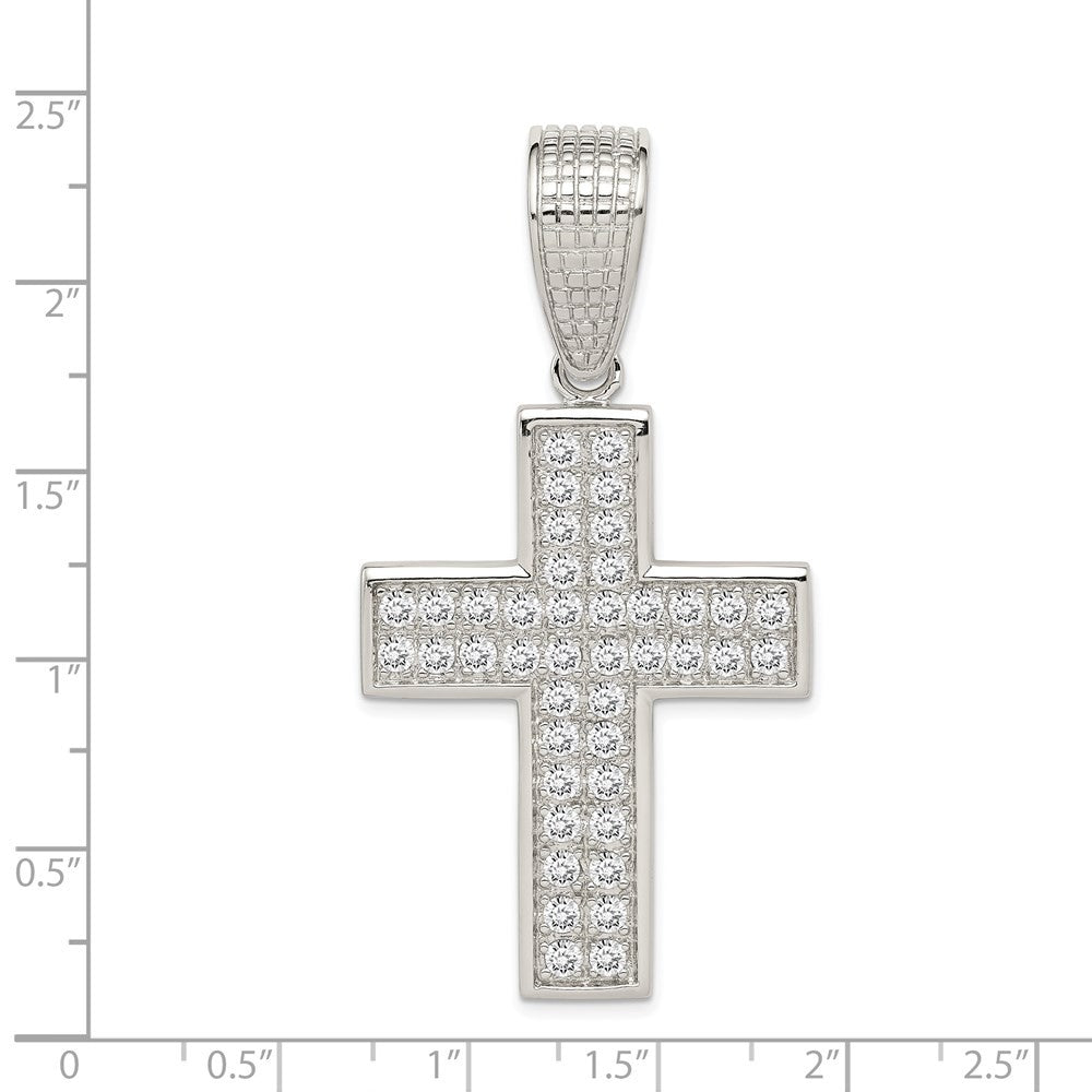 Sterling Silver Rhodium-plated Cubic Zirconia Cross Pendant
