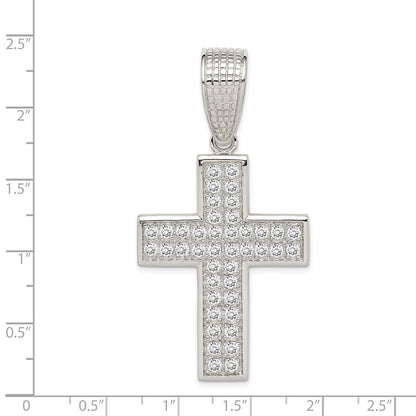 Sterling Silver Rhodium-plated Cubic Zirconia Cross Pendant