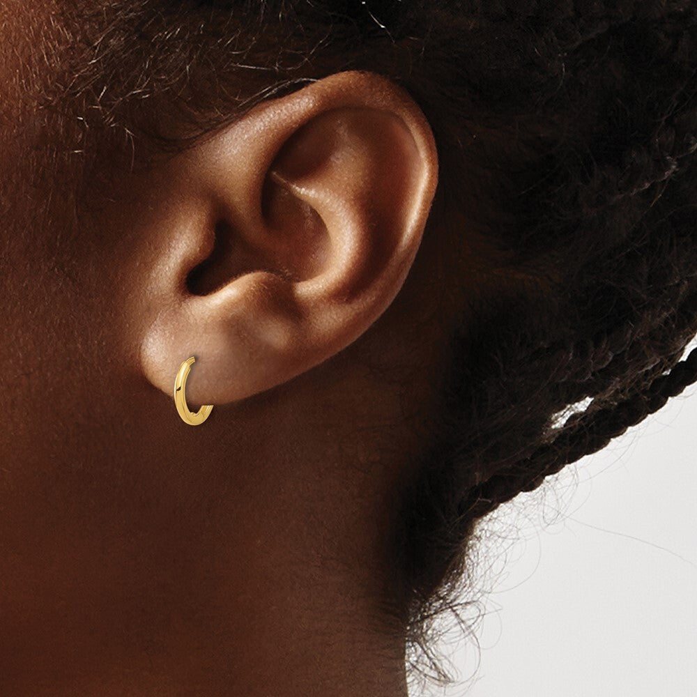 14k Yellow Gold Polished 1.45x10mm Hinged Huggie Hoop Earrings Gift for Women