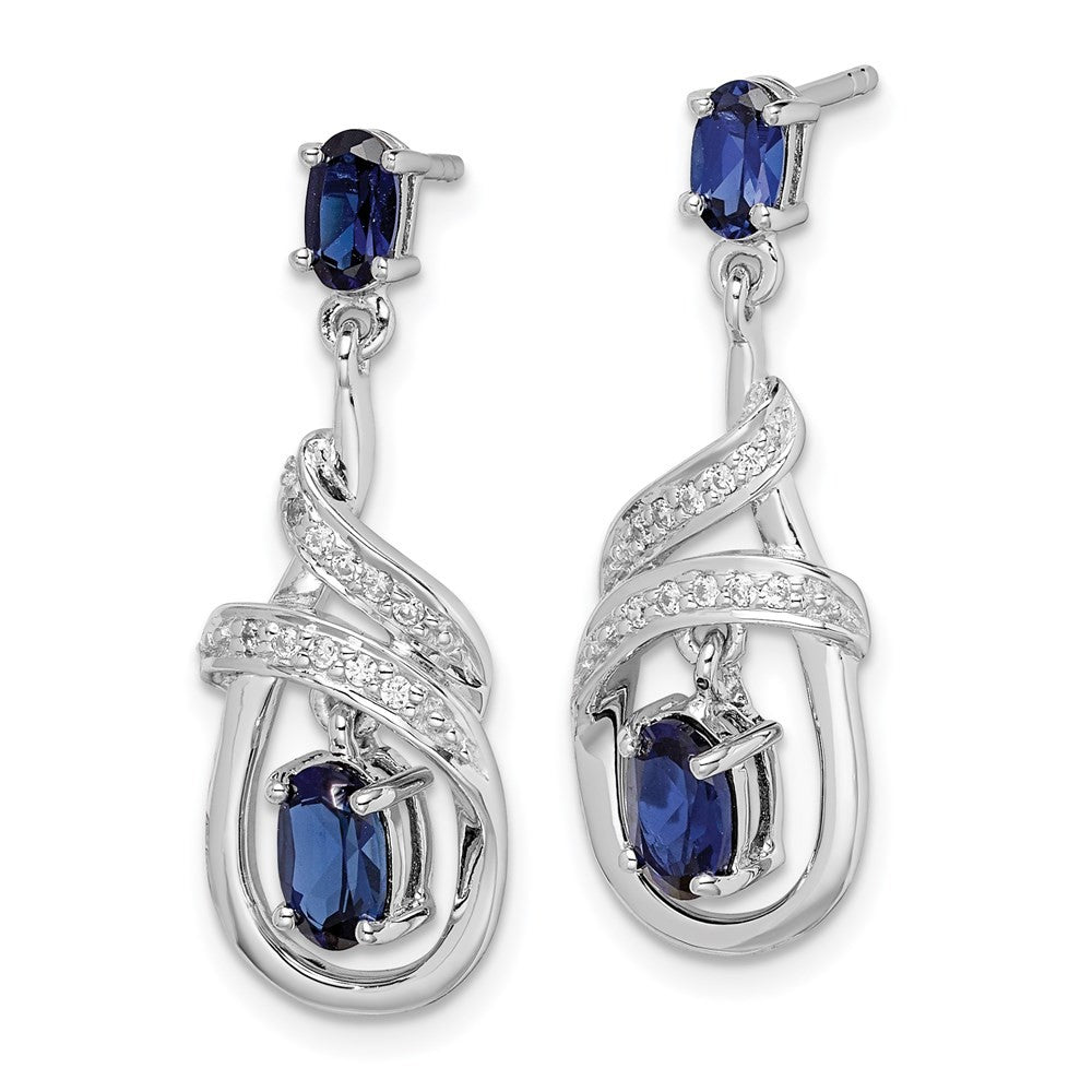Sterling Silver Rhodium-plated Lab Created Sapphire CZ Earrings