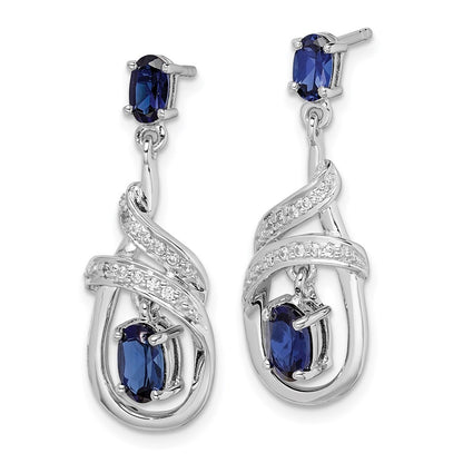 Sterling Silver Rhodium-plated Lab Created Sapphire CZ Earrings