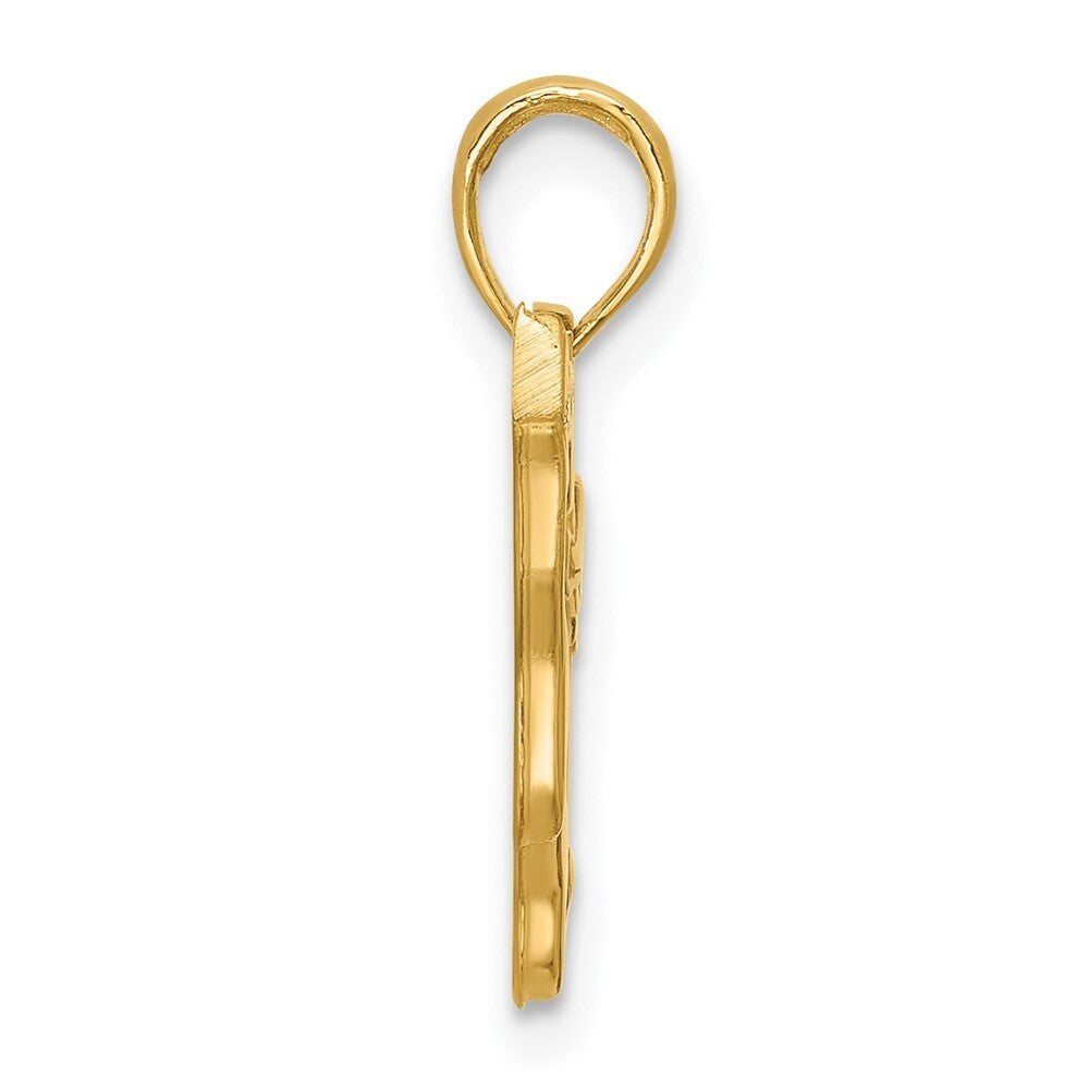 14k Yellow Gold Polished Flying Pig Pendant for Women