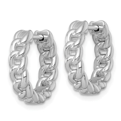 Sterling Silver Polished 4.5 x 18mm Curb Link Round Hinged Hoop Earrings
