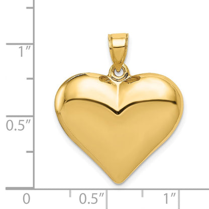 14k Yellow Gold Polished 3-D Puffed Heart Pendant for Women