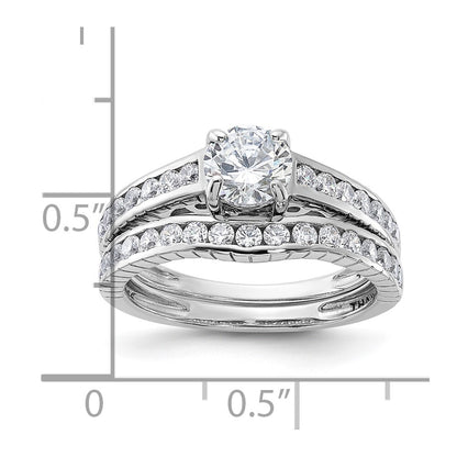 Sterling Silver Rhodium-plated 2-Piece Cubic Zirconia Wedding Set Ring Size 6