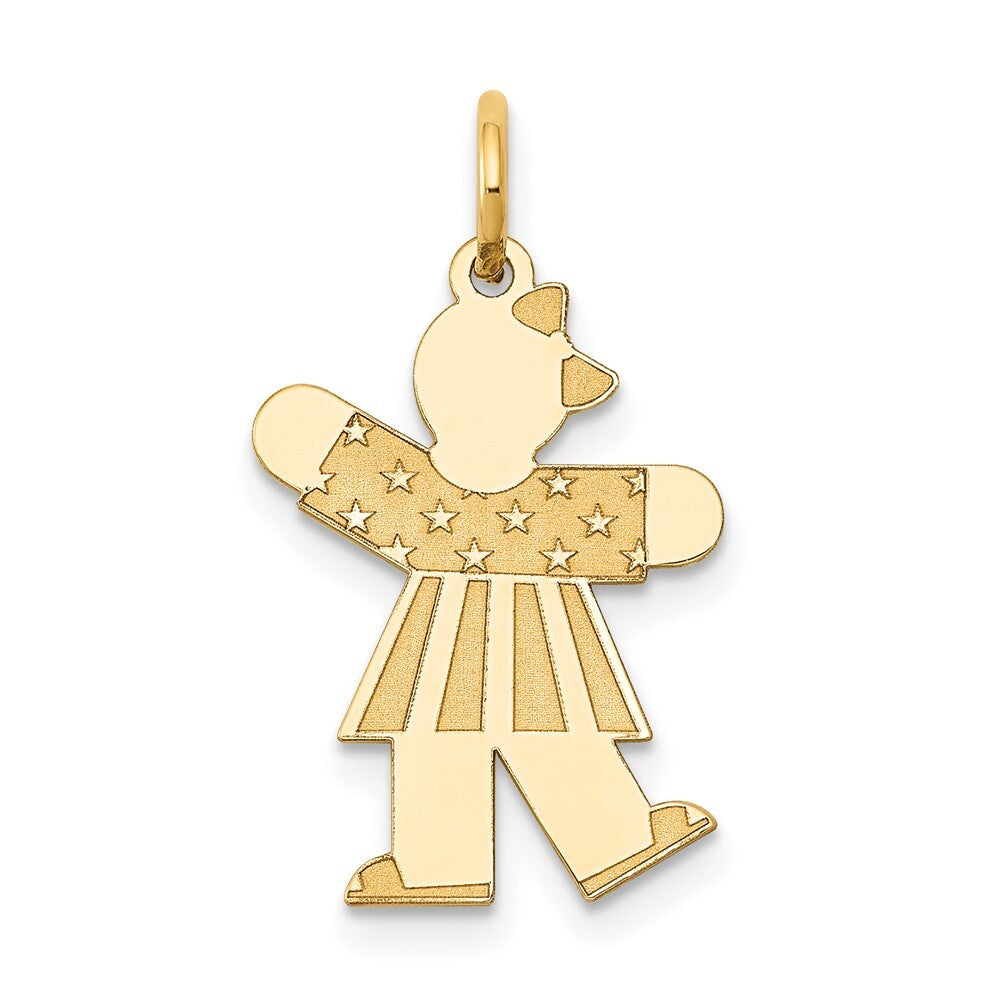 14k Yellow Gold Kid Charm Pendant for Women
