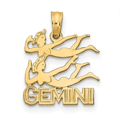 14k Yellow Gold GEMINI Zodiac Charm