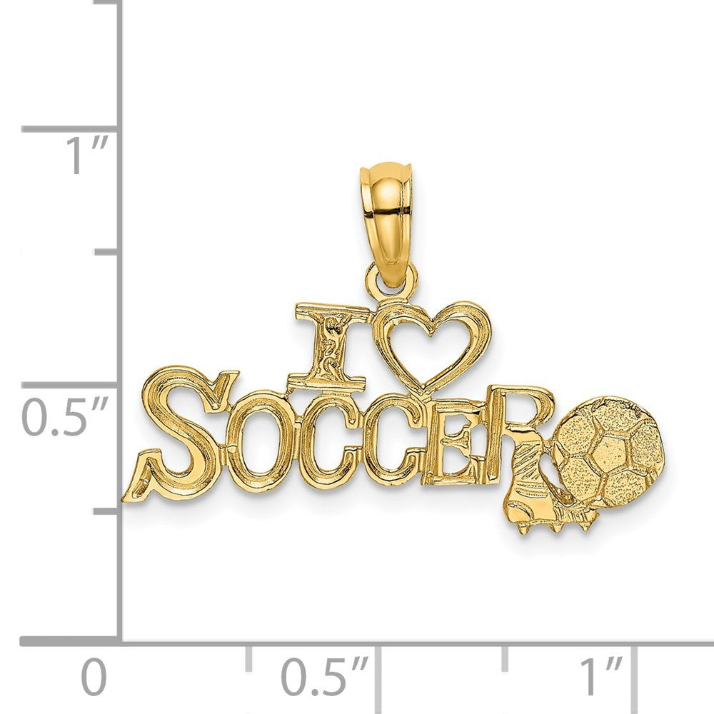 14k Yellow Gold I HEART SOCCER Ball Charm Pendant