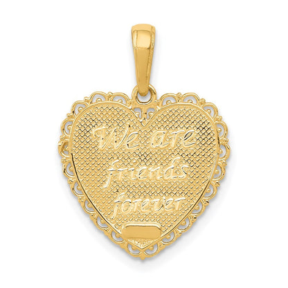 14k Yellow Gold Reversible FOR MY SISTER-FRIENDS FOREVER Pendant for Women