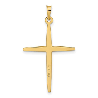 14k Two-tone Gold Polished Solid Diamond Shape Center Cross Pendant