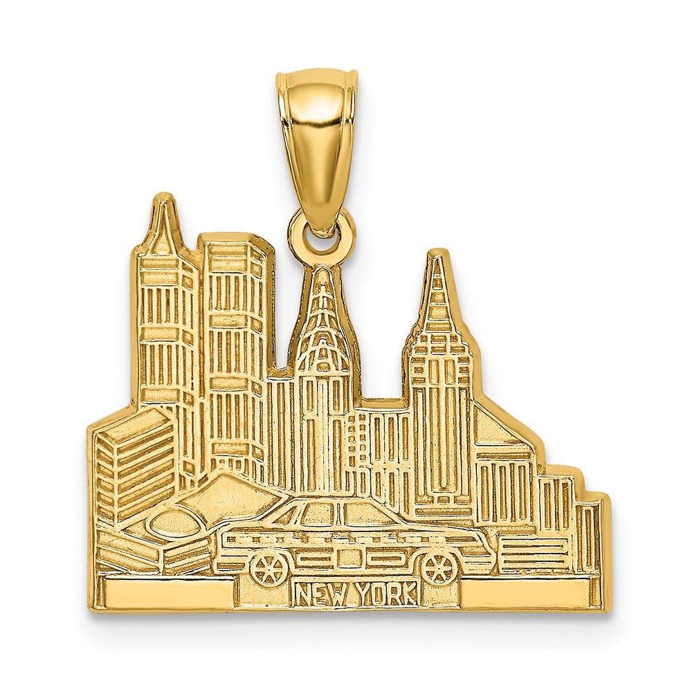 14k Yellow Gold Cut-out New York Skyline with Taxi Charm