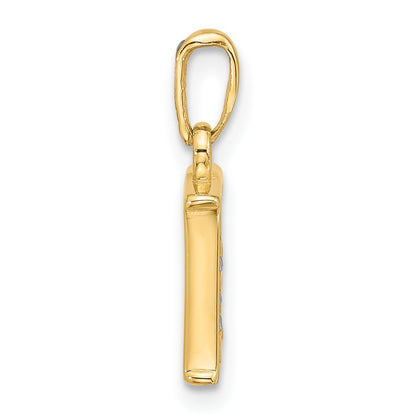 14k Yellow Gold with Rhodium Diamond Letter E Initial Pendant
