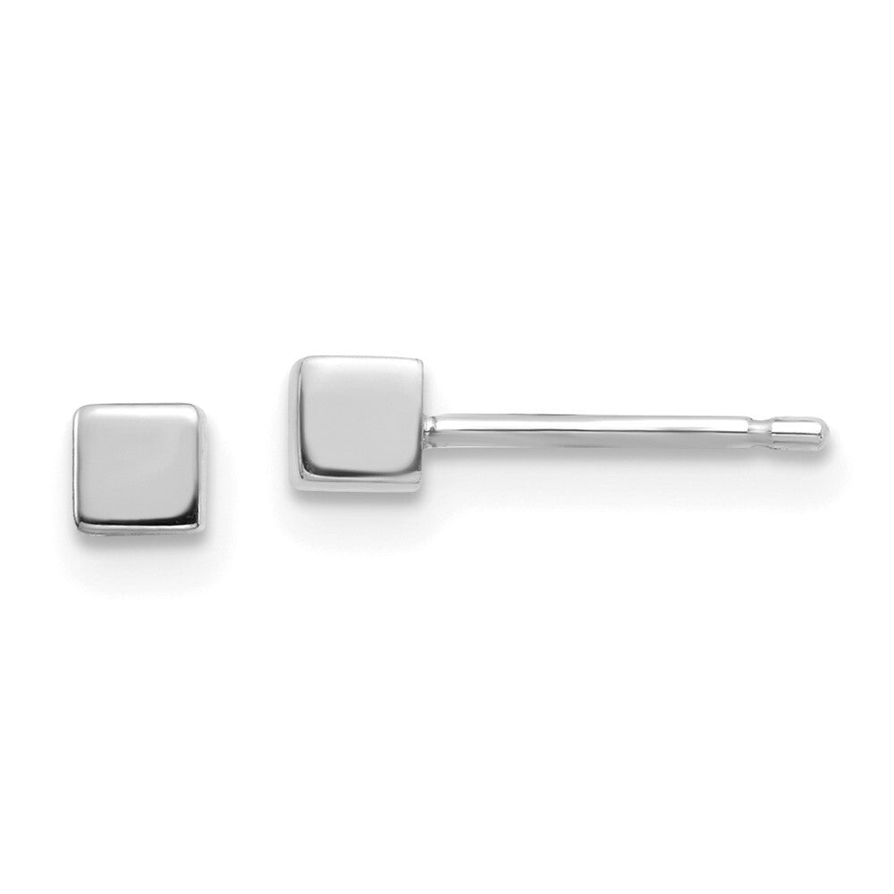 14K White Gold Square Stud Earrings Gift for Women