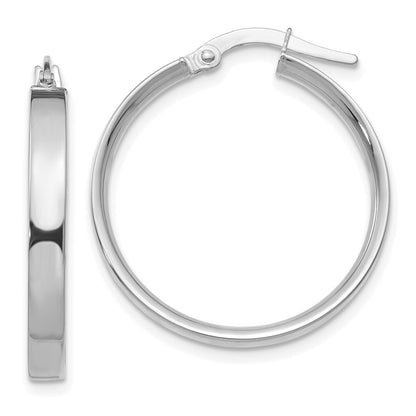 14K White Gold 3mm Medium Hoop Earrings Gift for Women