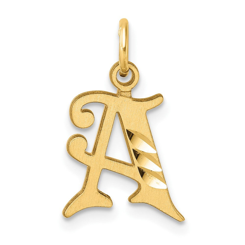 14k Yellow Gold Diamond-cut Letter A Initial Charm