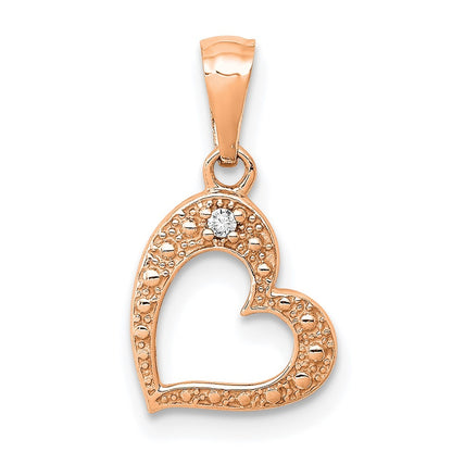 14k Rose Gold .01ct. Diamond Heart Pendant