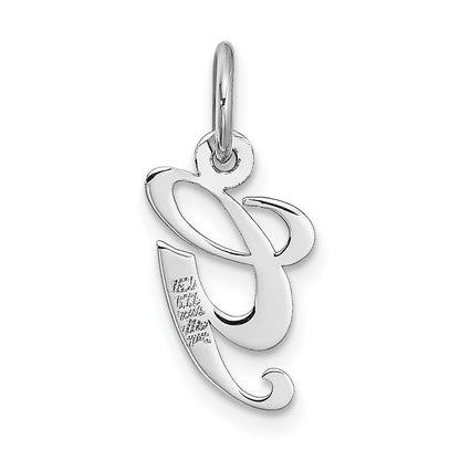 14k White Gold Small Fancy Script Letter G Initial Charm Pendant
