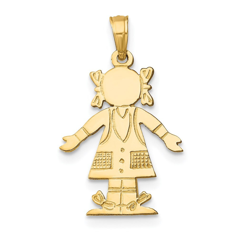 14k Yellow Gold Girl Charm Pendant for Women