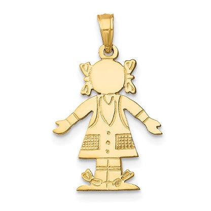 14k Yellow Gold Girl Charm Pendant for Women