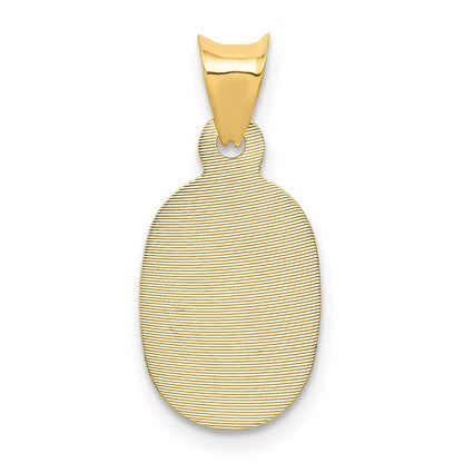 14k Yellow Gold Polished Diamond-Cut Sagrado Corazon Oval Pendant for Women