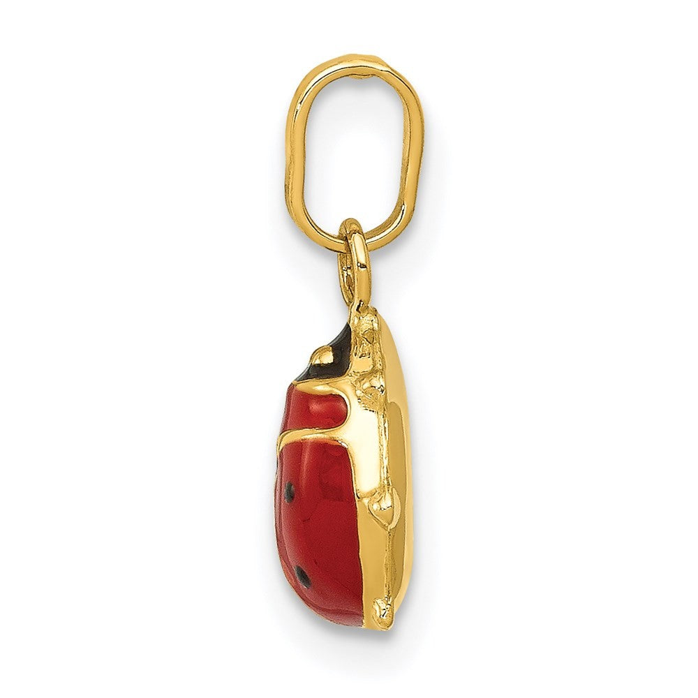 14k Yellow Gold Red and Black Enameled Ladybug Charm