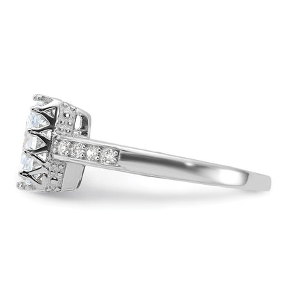 Sterling Silver Rhodium-plated Polished Cubic Zirconia Ring Size 7