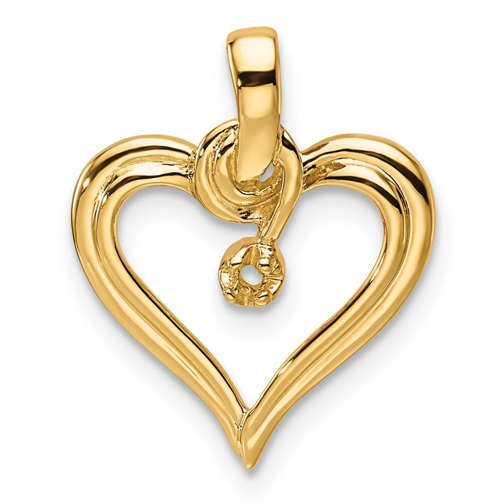 14k Yellow Gold Heart Pendant Mounting for Women