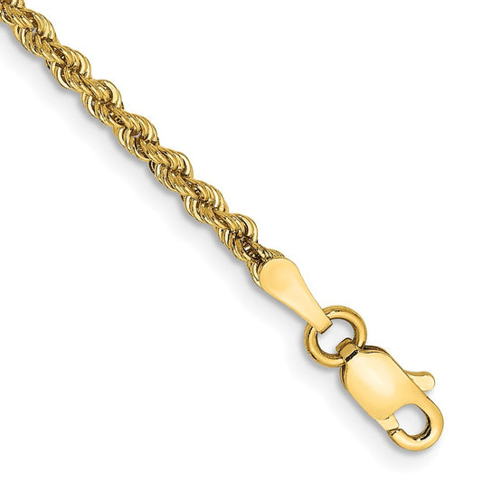 14k Yellow Gold 7 inch 2.25mm Regular Rope Chain Bracelet