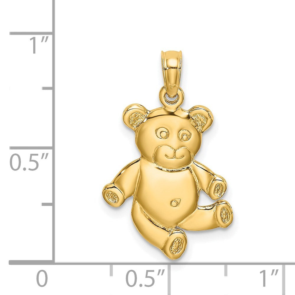 14k Yellow Gold Reversible Teddy Bear Charm Pendant for Women