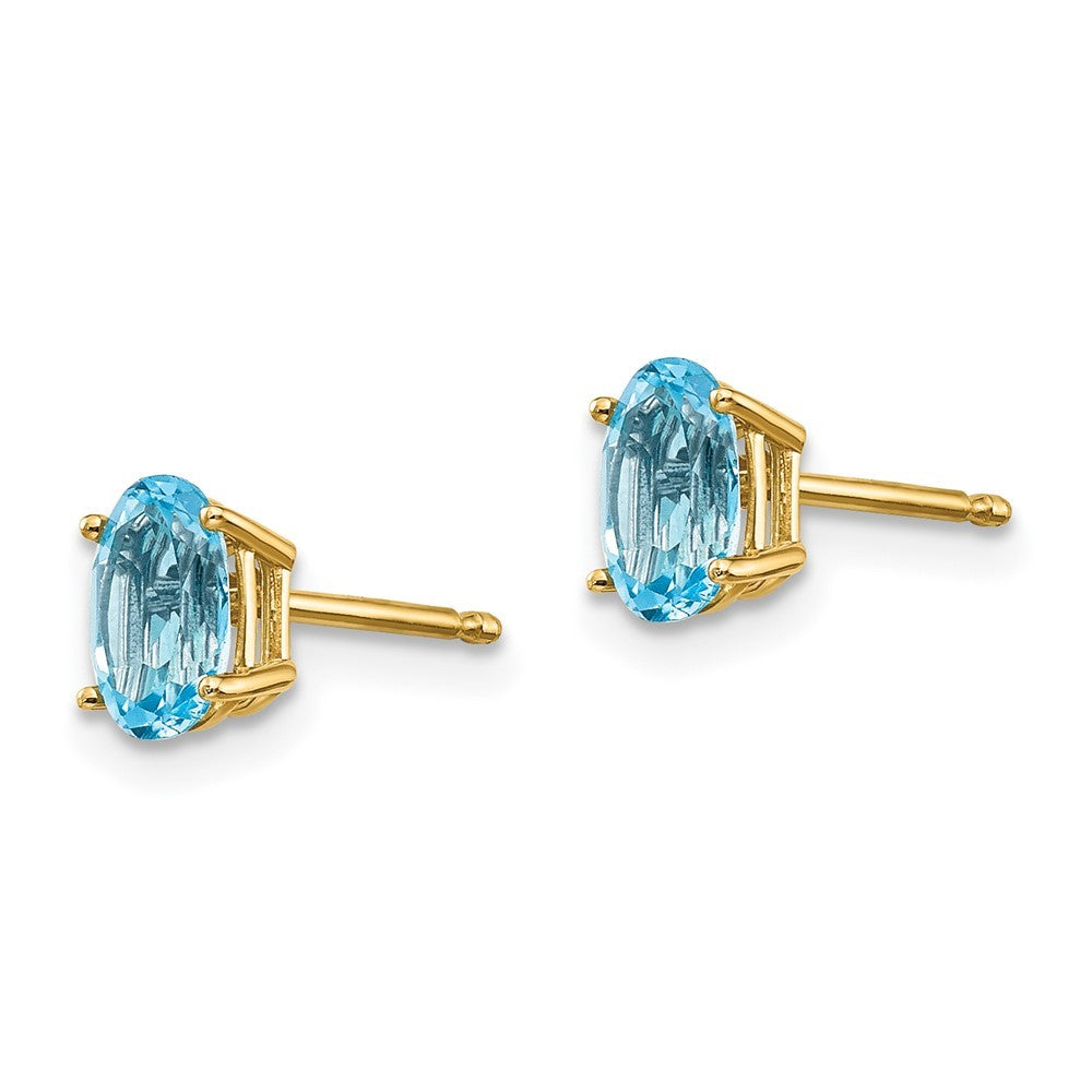 14k Yellow Gold 6x4 Oval December/Blue Topaz Earrings