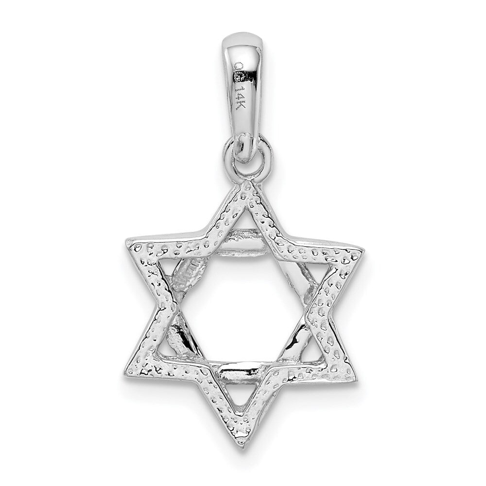 14k White Gold Star Of David Pendant for Women