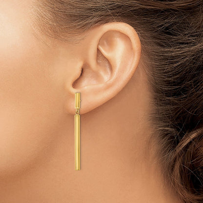 14k Yellow Gold Fancy Dangle Round Tube Earrings