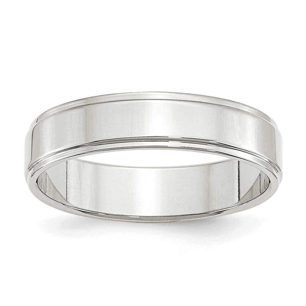 Sterling Silver 5mm Flat with Step Edge Size 10 Band Ring