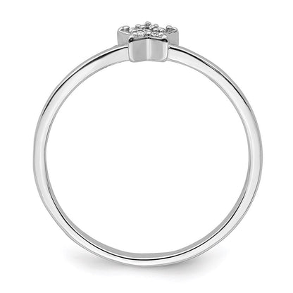Sterling Silver Rhodium Plated CZ Star Ring Size 6
