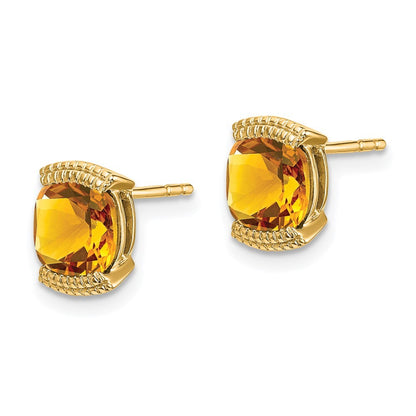 14k Yellow Gold Citrine Stud Earrings