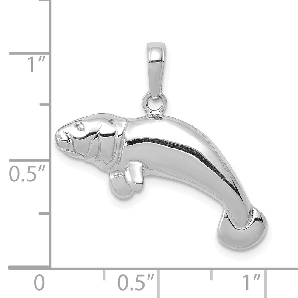 14k White Gold Solid Polished Manatee Pendant for Women