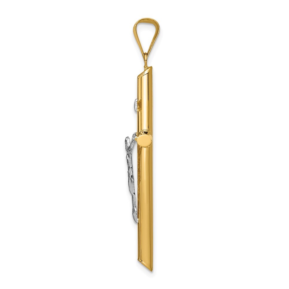 14k Two-tone Gold Polished Jesus Crucifix Pendant for Women