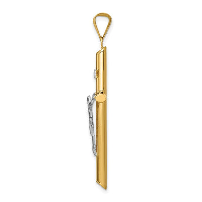 14k Two-tone Gold Polished Jesus Crucifix Pendant for Women