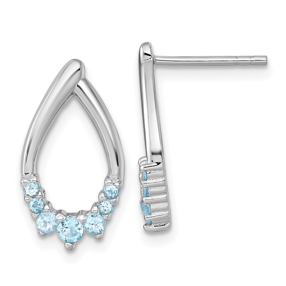 Sterling Silver Rhodium-plated Polished Swiss Blue Topaz Teardrop Earrings