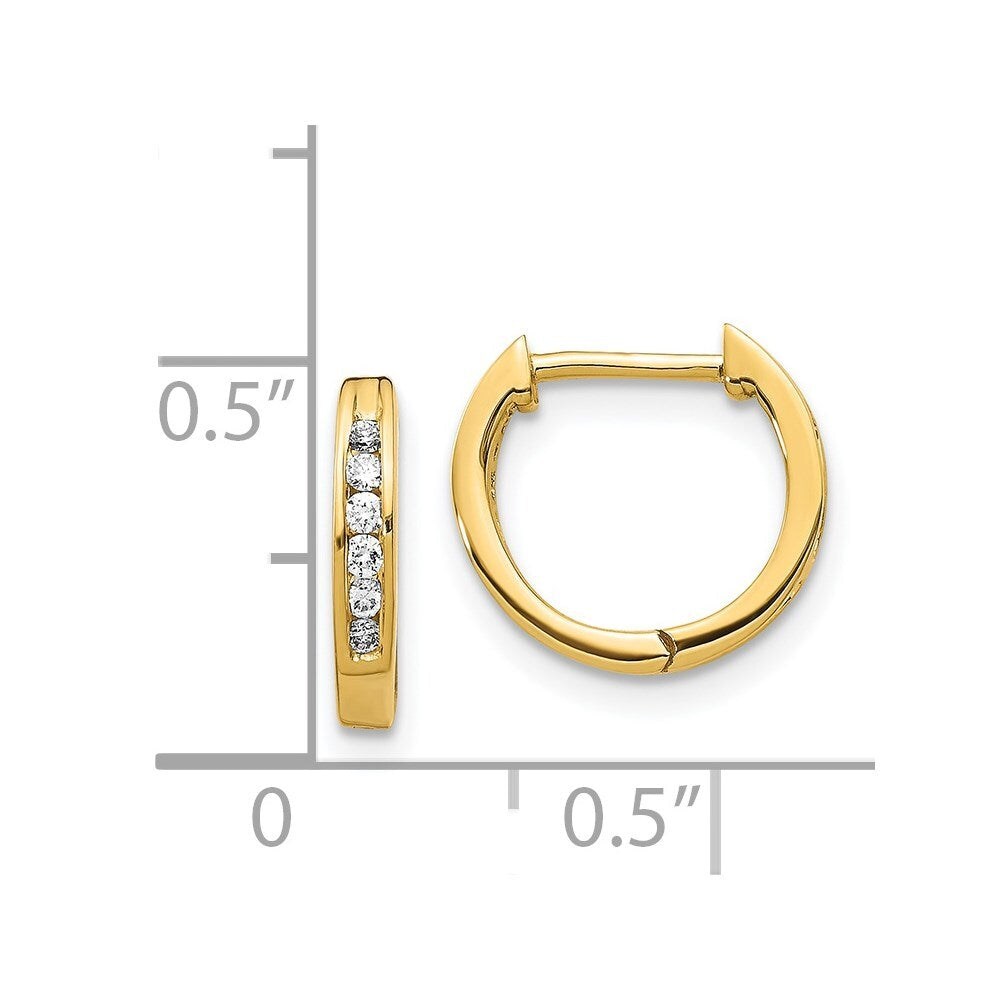 14k Yellow Gold Gold Polished Diamond Hinged Hoop Earrings