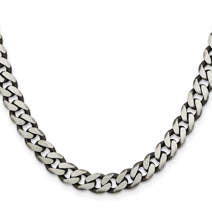 Sterling Silver Antiqued 7.5mm Curb Chain Necklace