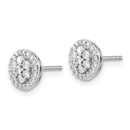 14k White Gold Diamond Cluster Stud Earrings