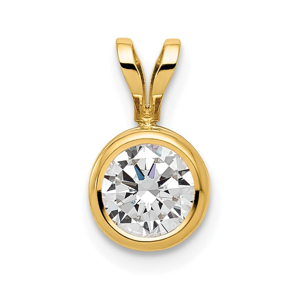 14k Yellow Gold 6mm Round Cubic Zirconia Bezel Pendant