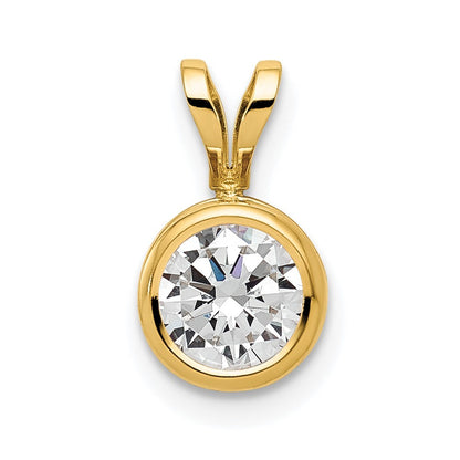 14k Yellow Gold 6mm Round Cubic Zirconia Bezel Pendant