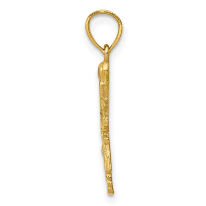 14k Yellow Gold Diamond-cut RN Pendant